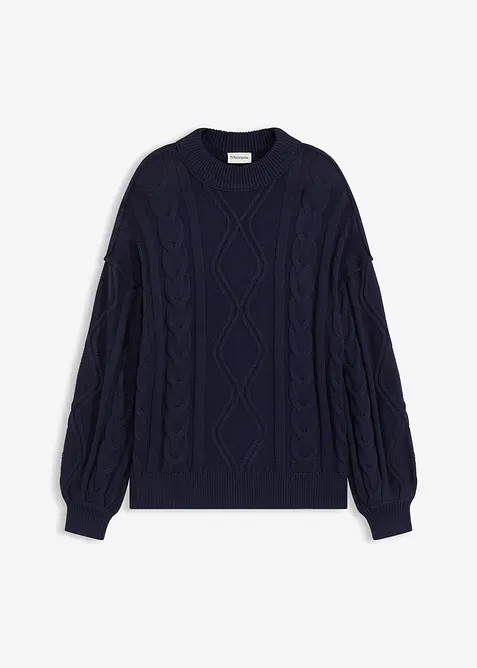 Oversized genser med flettem&oslash;nster, bonprix