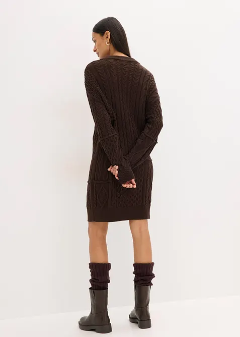 Strikkekjole med flettemønster, bonprix
