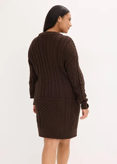 Strikkekjole med flettemønster, bonprix