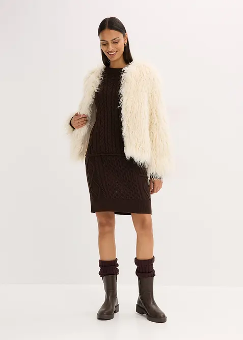 Strikkekjole med flettemønster, bonprix