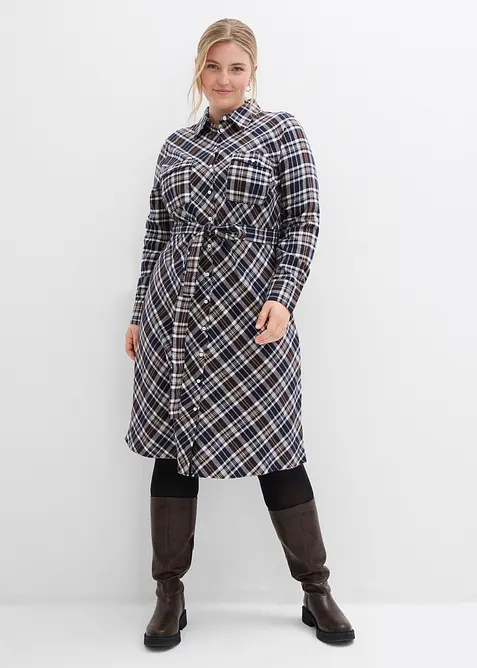 Skjortekjole av myk flanell, bonprix