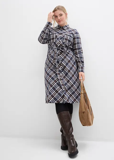 Skjortekjole av myk flanell, bonprix