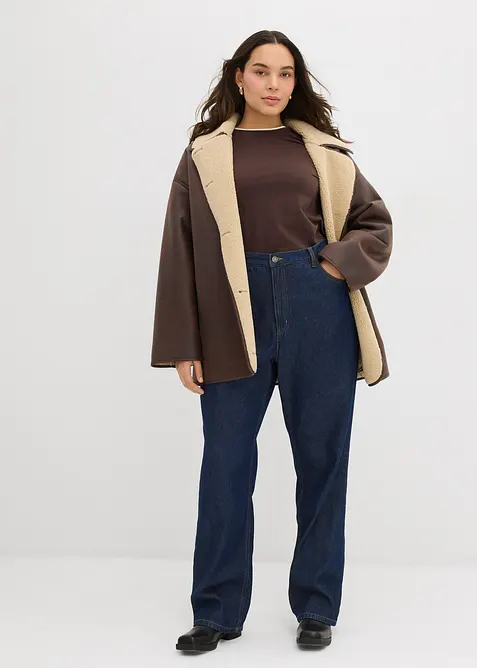 Straight Jeans, High Waist, Long av økologisk bomull, bonprix