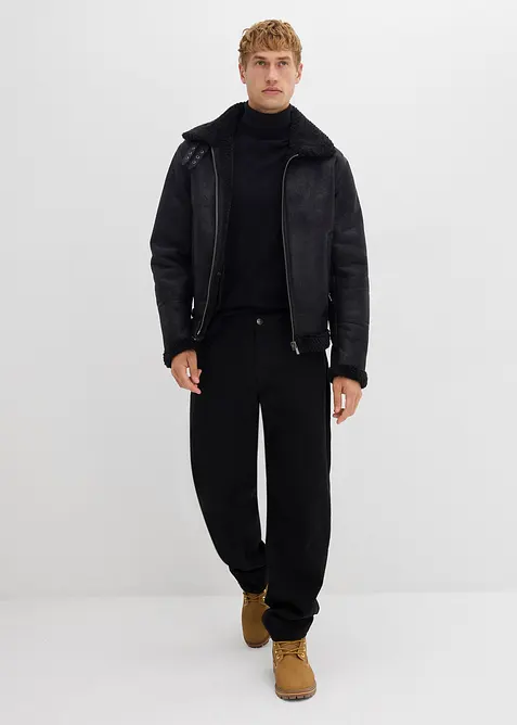 Finstrikket pologenser med utsøkt merinoull, Slim Fit, bonprix