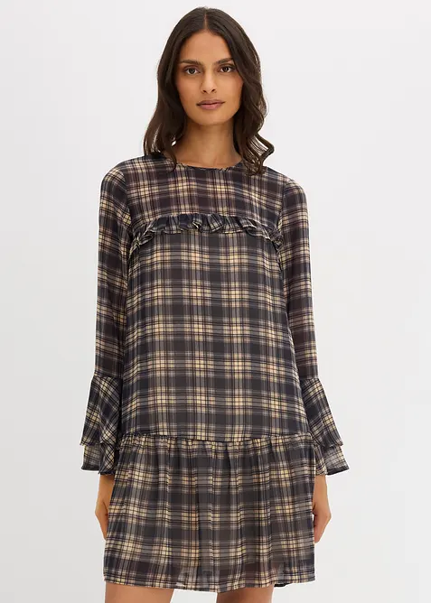 Chiffonkjole med volanger, bonprix