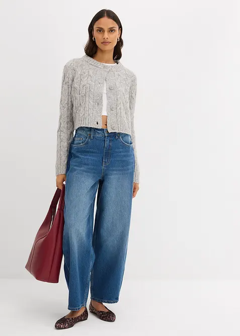 Grovstrikket cardigan i myk garnmiks med ull, bonprix