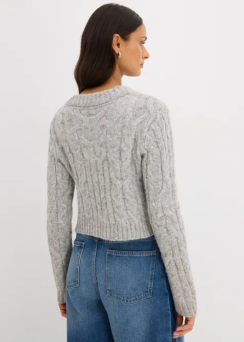 Grovstrikket cardigan i myk garnmiks med ull, bonprix