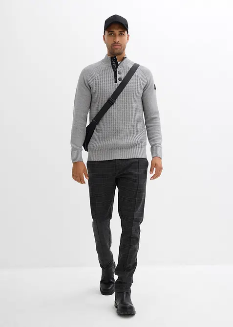 Genser i strukturmaterie med resirkulert bomull og st&aring;krage, bonprix