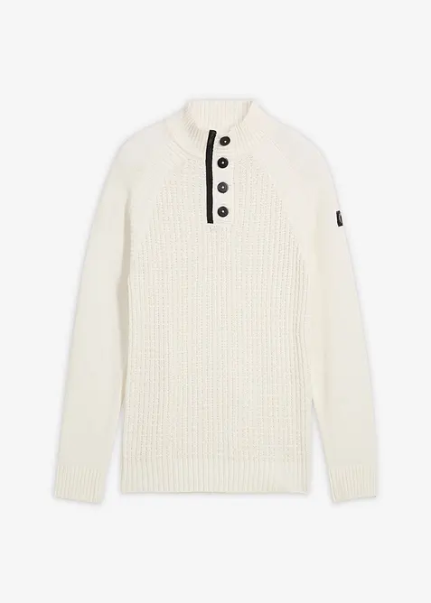 Genser i strukturmaterie med resirkulert bomull og ståkrage, bonprix