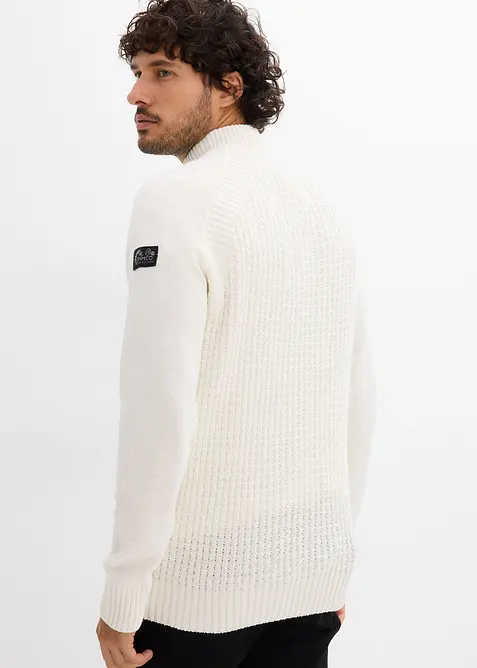 Genser i strukturmaterie med resirkulert bomull og ståkrage, bonprix