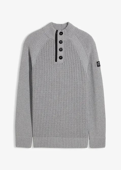 Genser i strukturmaterie med resirkulert bomull og st&aring;krage, bonprix