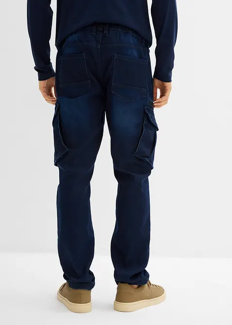 Regular Fit-denimjoggers med cargolommer, Straight, bonprix