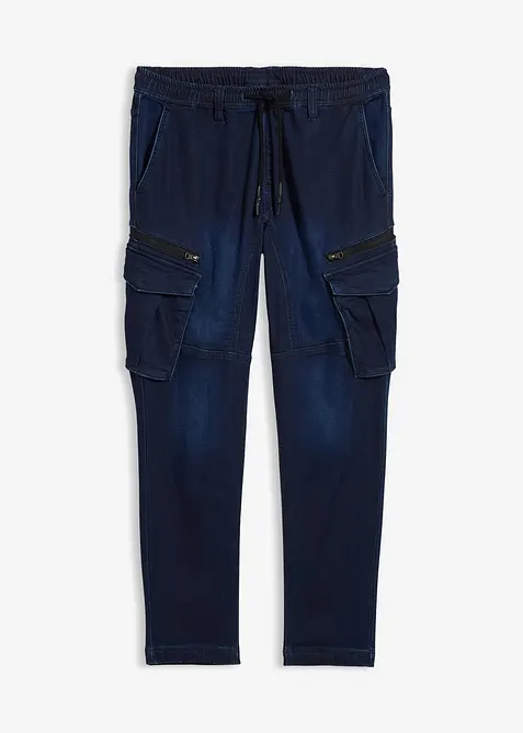 Regular Fit-denimjoggers med cargolommer, Straight, bonprix