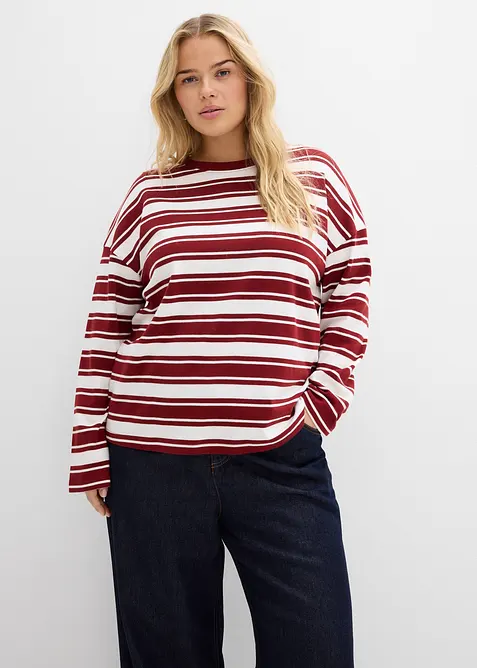 Oversized, langermet topp i 100% bomull, bonprix