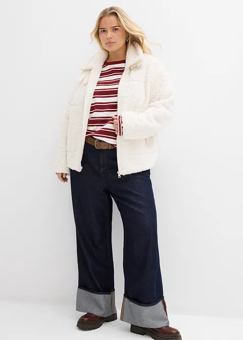 Oversized, langermet topp i 100% bomull, bonprix