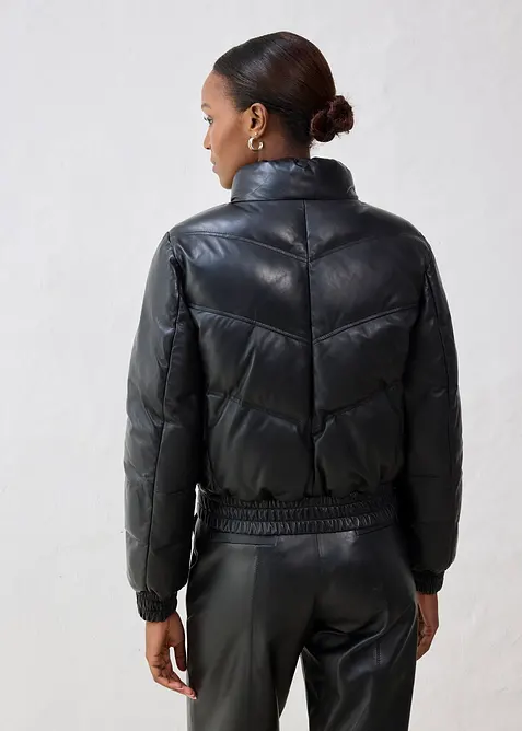 Vattert skinnjakke i lammenappa, bonprix