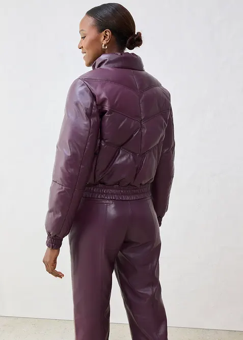 Vattert skinnjakke i lammenappa, bonprix