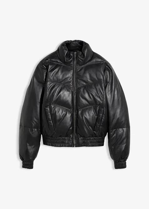 Vattert skinnjakke i lammenappa, bonprix