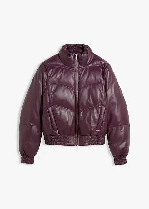 Vattert skinnjakke i lammenappa, bonprix