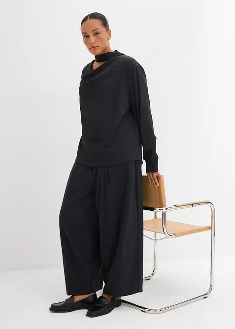 Topp i blusemateriale med lett glans, bonprix