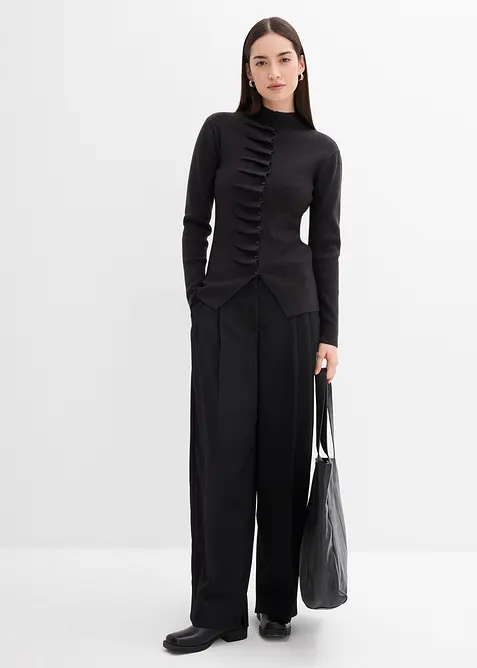 Finstrikket jakke i myk viskosemiks, bonprix