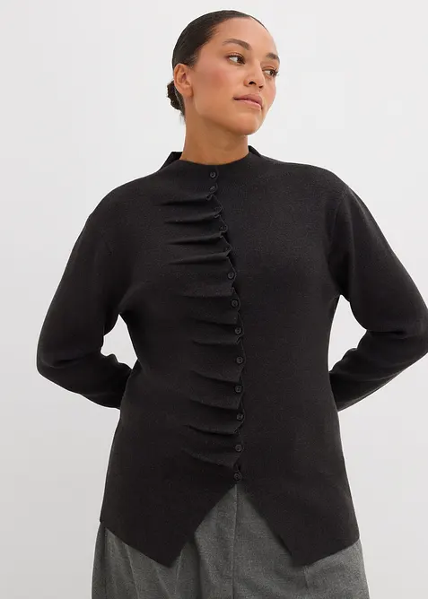 Finstrikket jakke i myk viskosemiks, bonprix