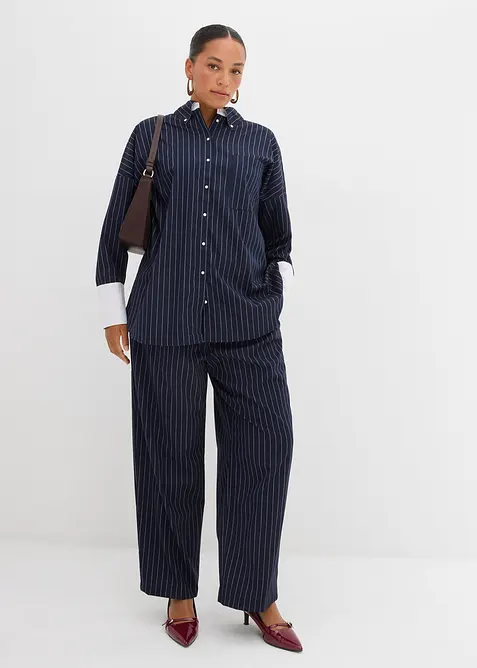 Skjorte i viskosemiks med pinstripes, bonprix