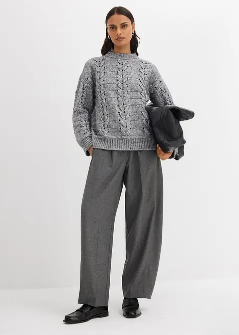 Grovstrikket genser med flettem&oslash;nster, bonprix