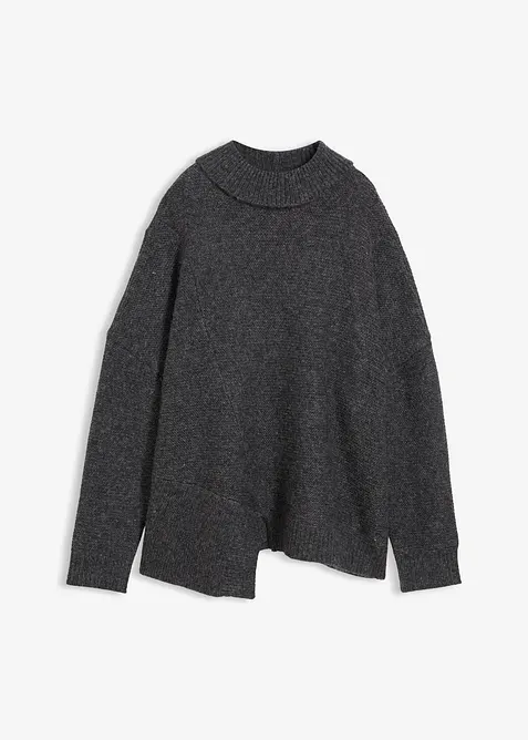 Genser med asymmetrisk fald og ullandel, bonprix