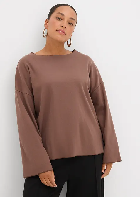 Langermet topp i ribbemateriale, bonprix