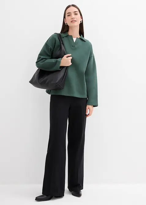 Sweatshirt i &oslash;kologisk bomull med krage, bonprix