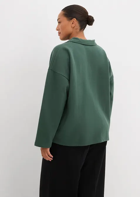 Sweatshirt i &oslash;kologisk bomull med krage, bonprix