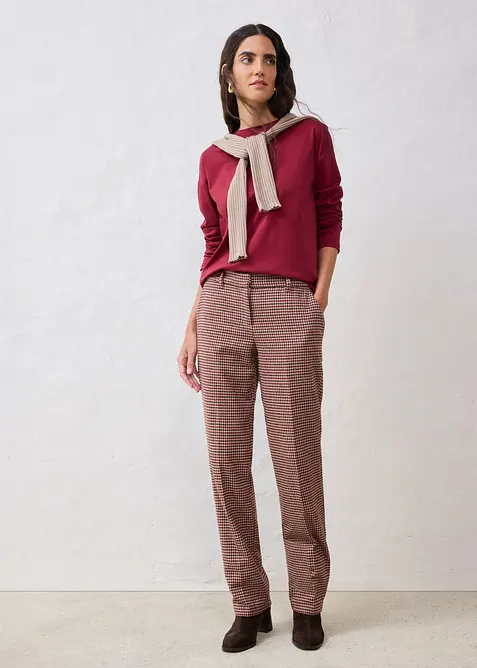 Langermet topp med silke, bonprix