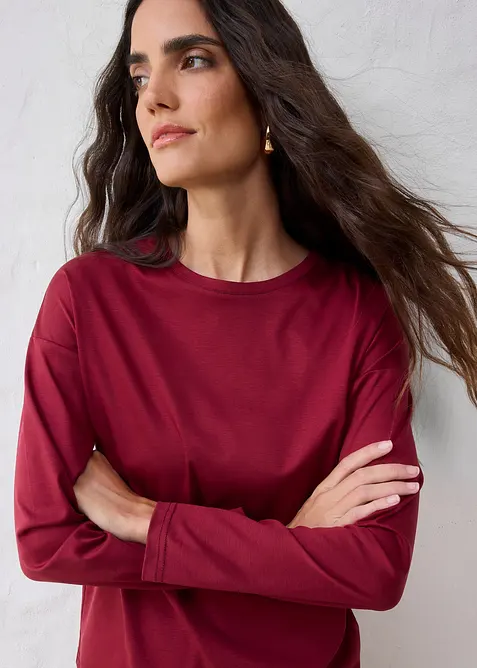 Langermet topp med silke, bonprix