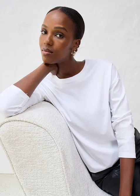 Langermet topp med silke, bonprix