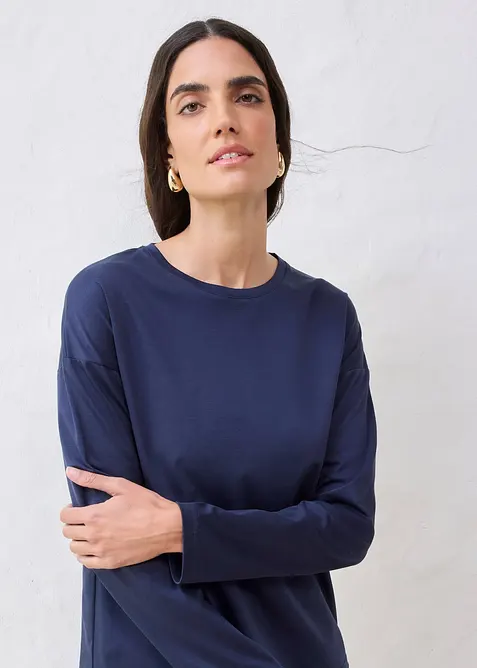 Langermet topp med silke, bonprix