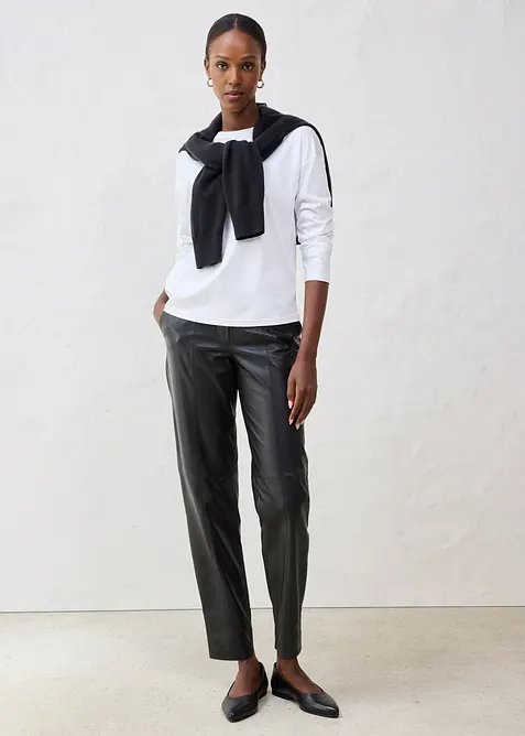 Langermet topp med silke, bonprix