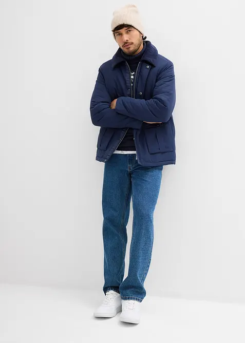 Vattert vinterjakke  med kordfløyelskrage, bonprix