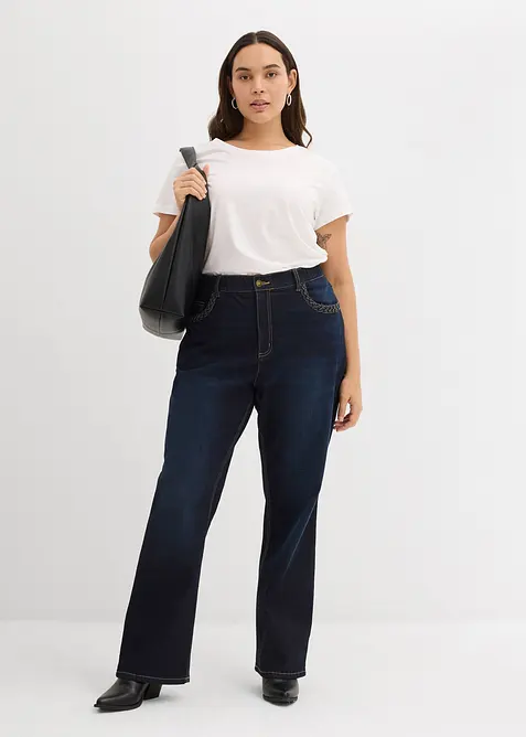 Straight Jeans High Waist med lommedetaljer, bonprix