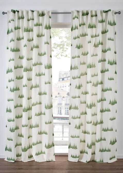 Gardin med juletremønster (1-pack), bonprix