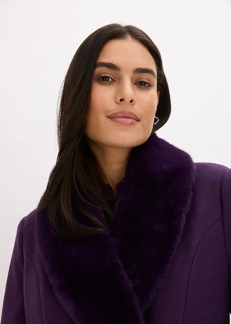 Kåpe med avtagbar krage i fuskepels, bonprix