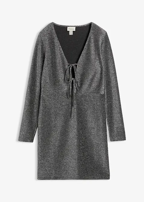 Minikjole i glittermateriale med knytebånd, bonprix