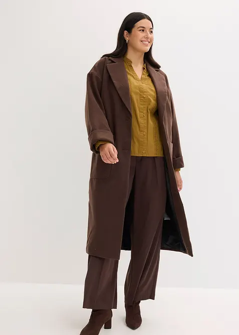 Bluse i bomull med blondedetaljer, bonprix