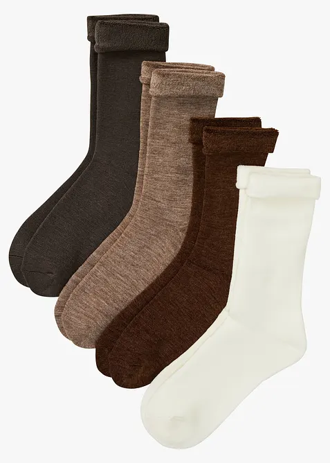 Varme sokker med frott&eacute; innvendig (4 par), bonprix