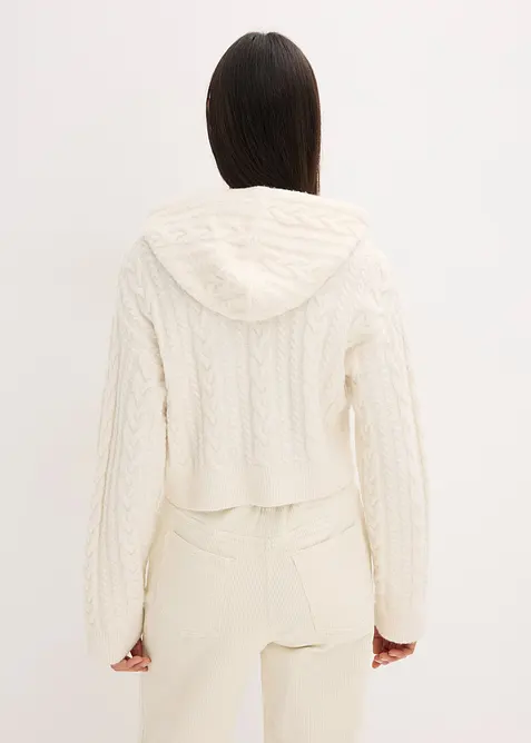 Grovstrikket genser med hette, bonprix