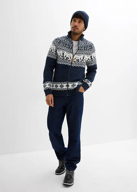 Cardigan i marinestil med koftemønster, bonprix