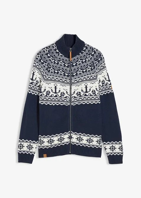 Cardigan i marinestil med koftemønster, bonprix