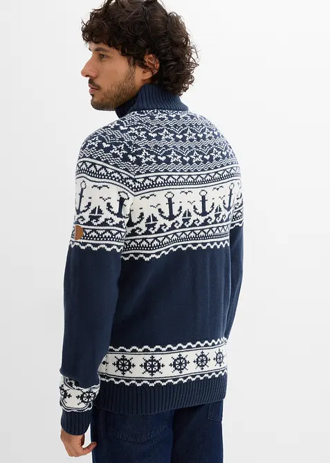 Cardigan i marinestil med koftemønster, bonprix