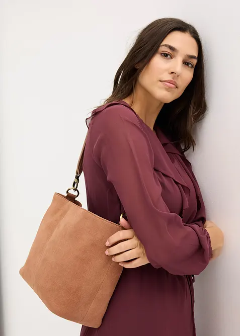 Håndveske i imitert semsket skinn, bonprix