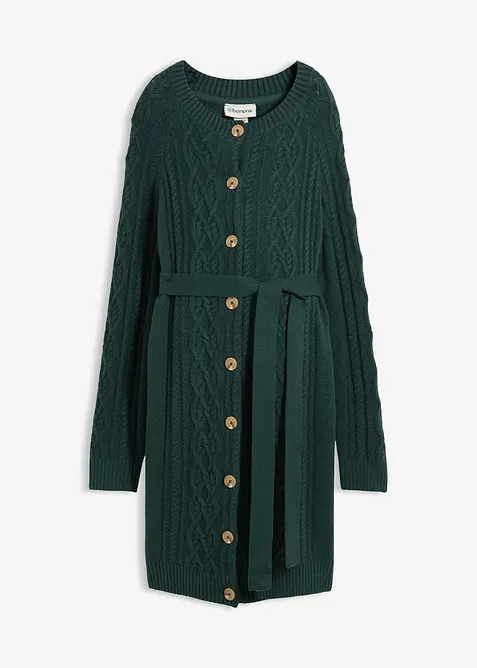 Ekstra lang mamma-strikkejakke- og strikkekjole av bomullsmiks, bonprix